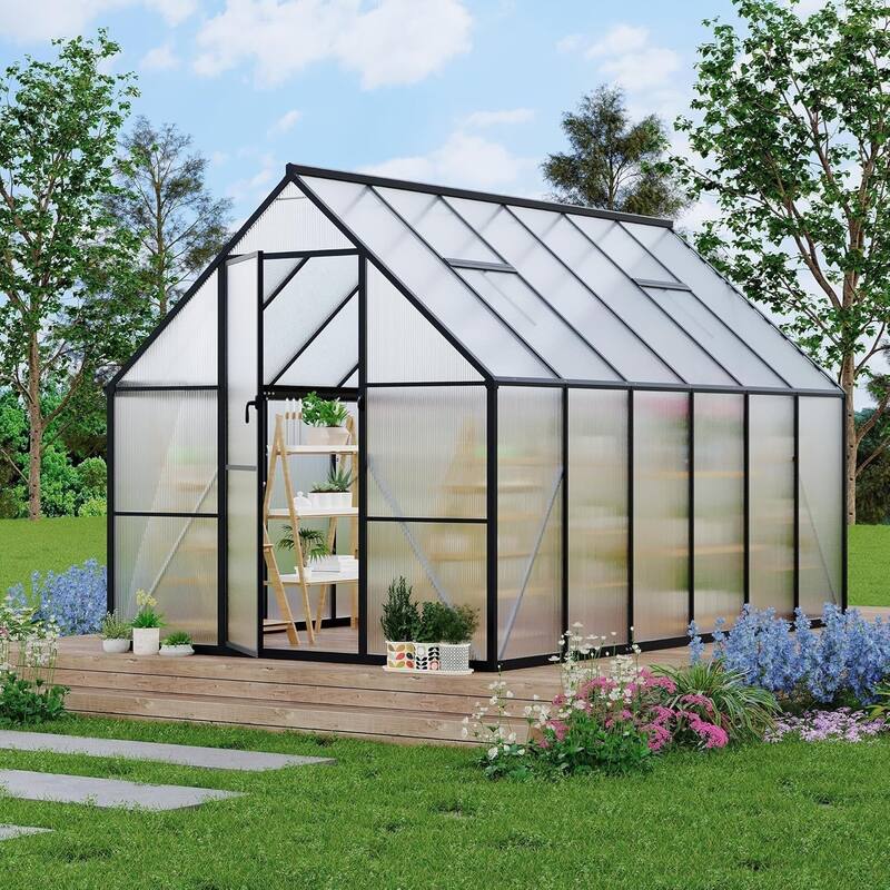 8x14 ft Outdoor Greenhouse for Backyard Ideal Greenhouse Kit for Garden or Yard, Black. - 8*14FT - 8*14FT