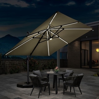 PURPLE LEAF Economical LED 10 ft Outdoor Umbrellas