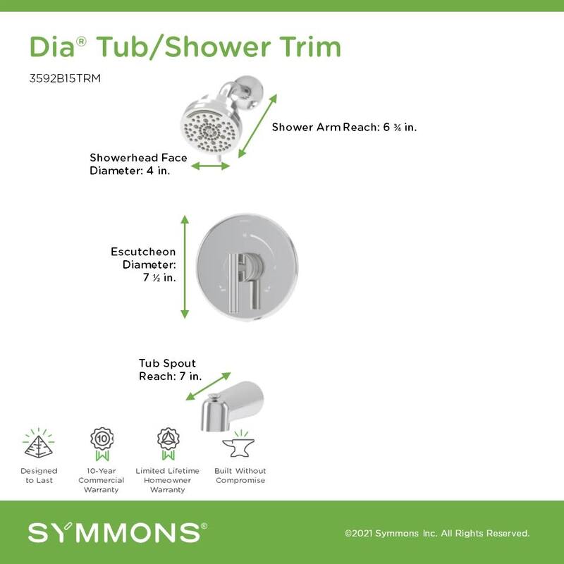Symmons 3592B15TRM Dia HydroMersion Tub and Shower Trim Package with