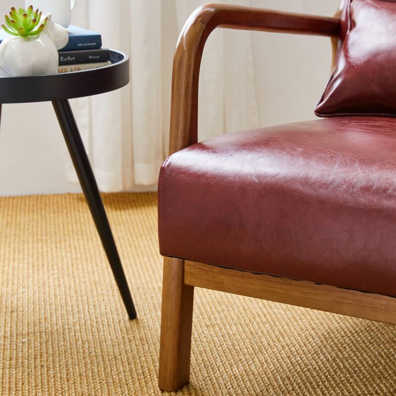 Glitzhome Set of 2 30.75"H Mid-Century Modern PU Leather Accent Chairs with Cushion - 25.75"W x 33.75"D x 30.75"H