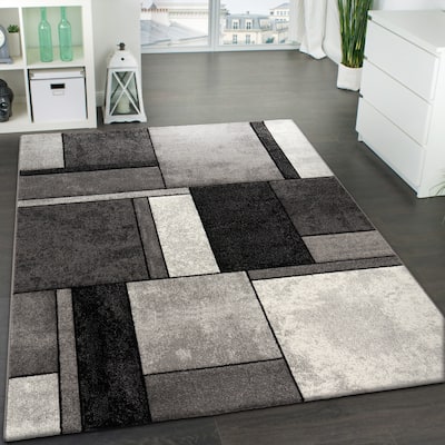 Modern Living-Room Rug Geometric in Black White
