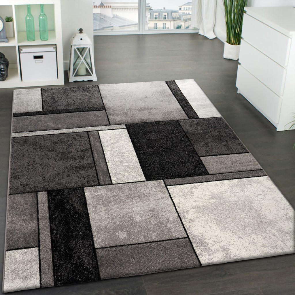Modern Living-Room Rug Geometric in Black White