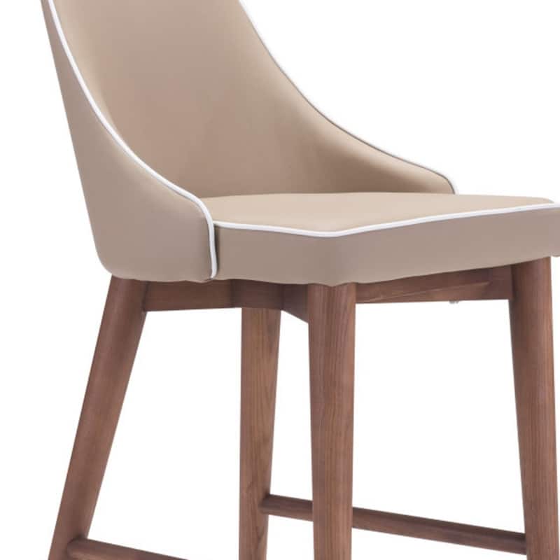 26" Modern Upholstered Counter Height Bar Stool with Solid Wood Frame and Footrest - 18"L x 19.7”W x 37"H