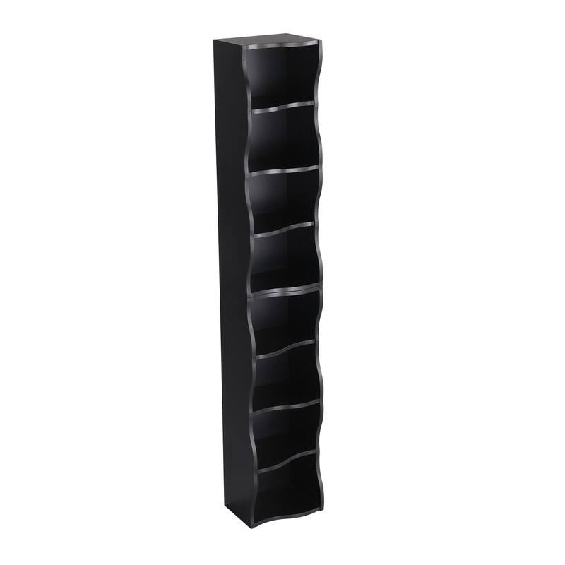 Wavy Border 8-Tier Adjustle Shelf - Modular Ultra-Thin Bookcase for Home Office & Display