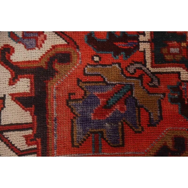 Hand Knotted Oriental 100% Wool Carpet Traditional Medallion Red Heriz Area Rug - 12' 3'' X 8' 4''
