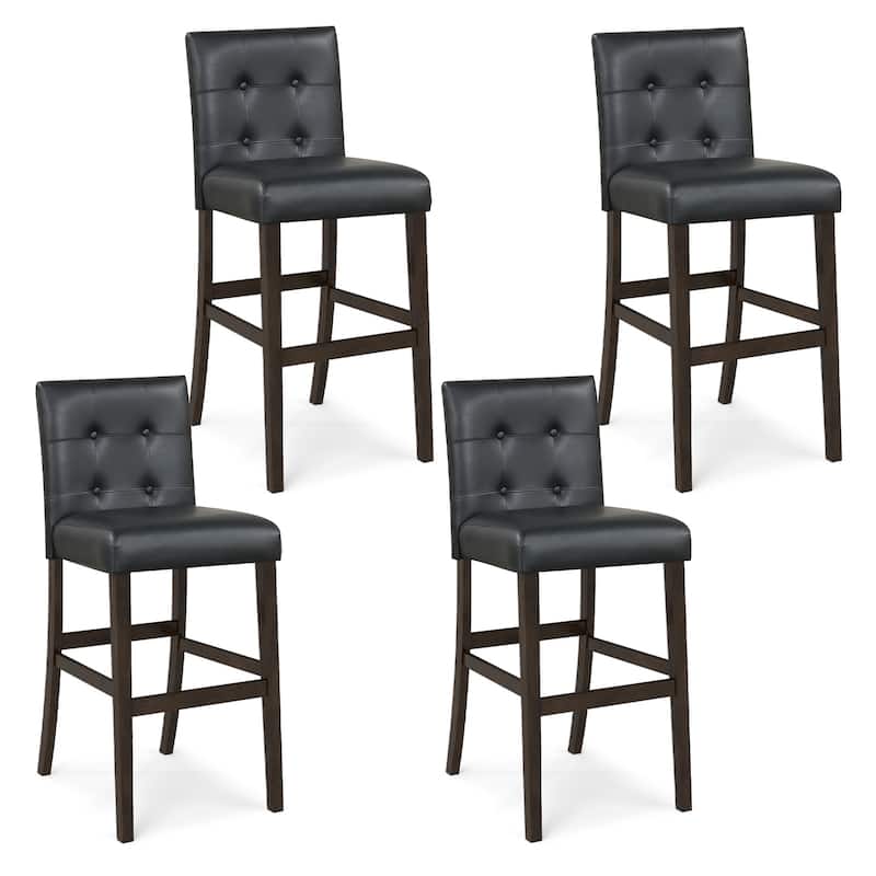 Gymax Set of 4 Bar Stools 25inch Counter Height Barstool Pub Chair - Counter Height - Black - Set of 4