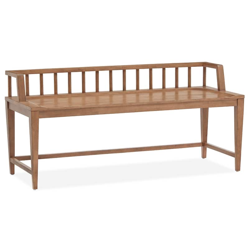Magnussen Home Lindon Belgian Wheat Low Back Arm Bench - 52.13''W x 19.13''D x 24''H - 52.13''W x 19.13''D x 24''H - Belgian Wheat