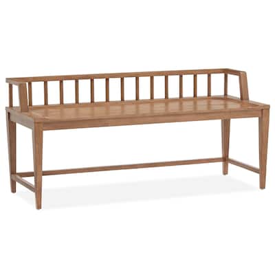 Magnussen Home Lindon Belgian Wheat Low Back Arm Bench - 52.13''W x 19.13''D x 24''H