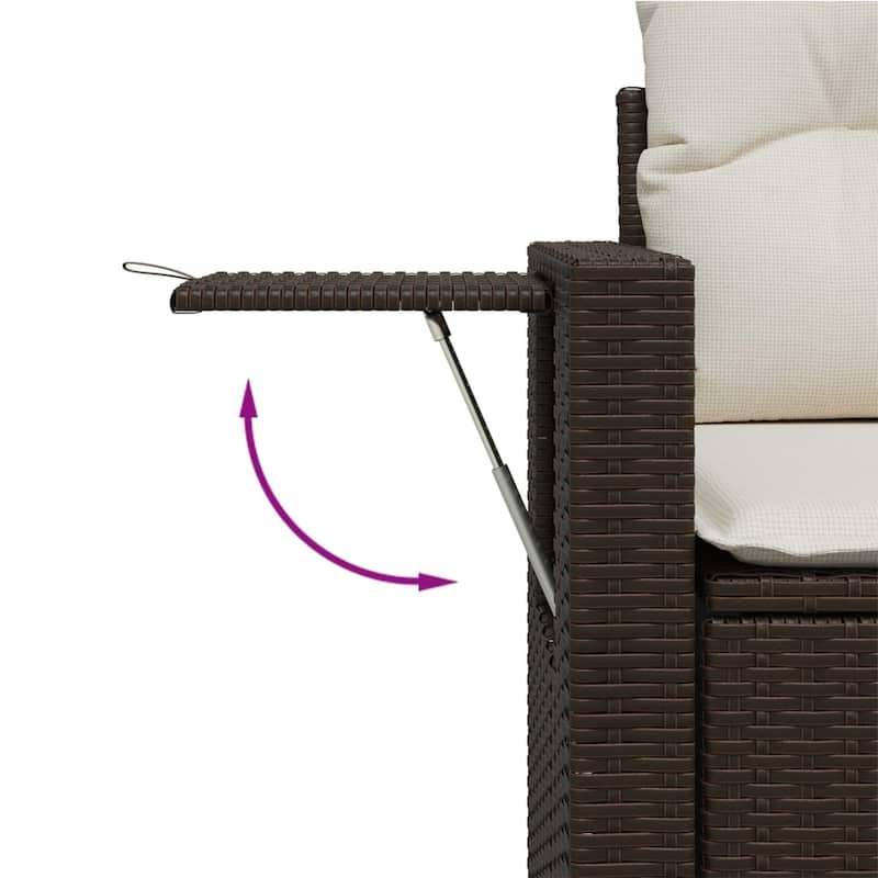 vidaXL Patio Sofa Set with Cushions Outdoor Furniture 7 Piece Poly Rattan - 21.7 x 39.4 x 28.7