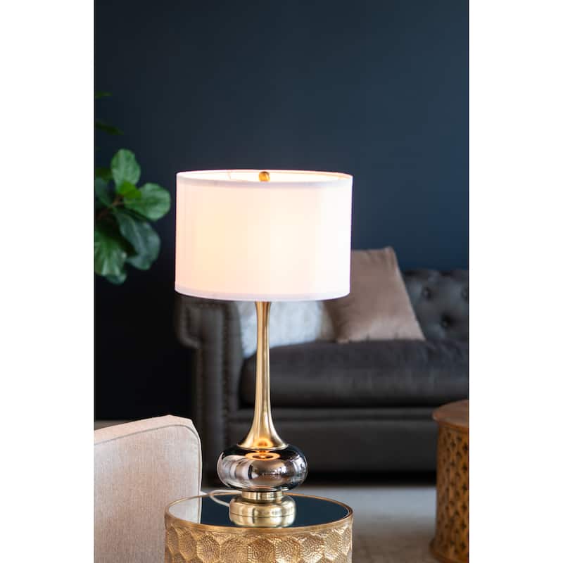 D15x29" Table Lamp with Glass Drum (Lamp Shade Assembly Required) - Multicolor
