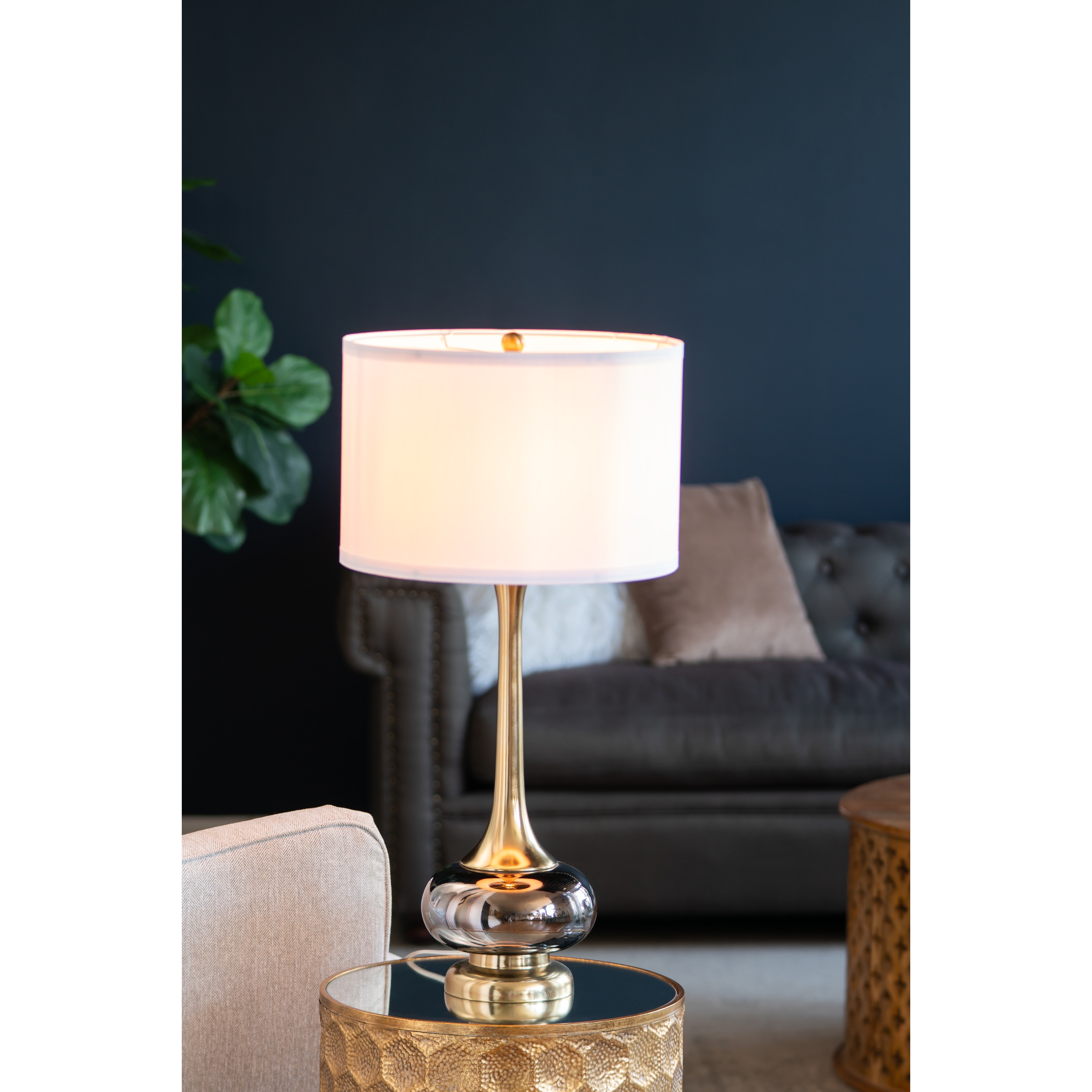 D15x29" Table Lamp with Glass Drum (Lamp Shade Assembly Required)