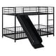 preview thumbnail 15 of 18, Twin Over Twin Metal Bunk Bed with Slide, Guardrails, Convertible Loft, Sturdy Steel Frame, and Safety Gate, White
