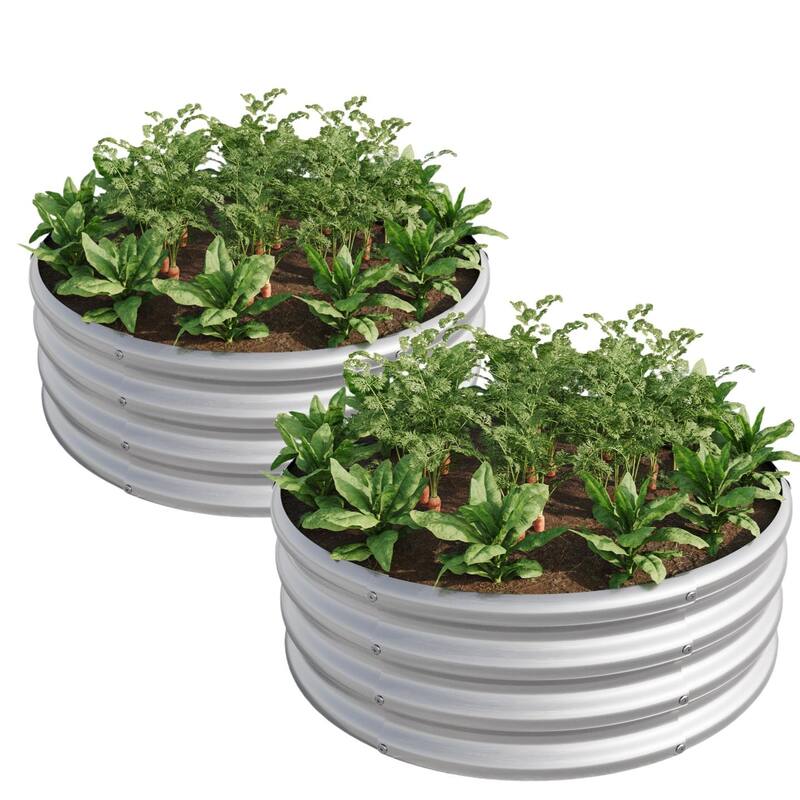 2PCS Durable Galvanized Metal Planter Box, Open Bottom Designed