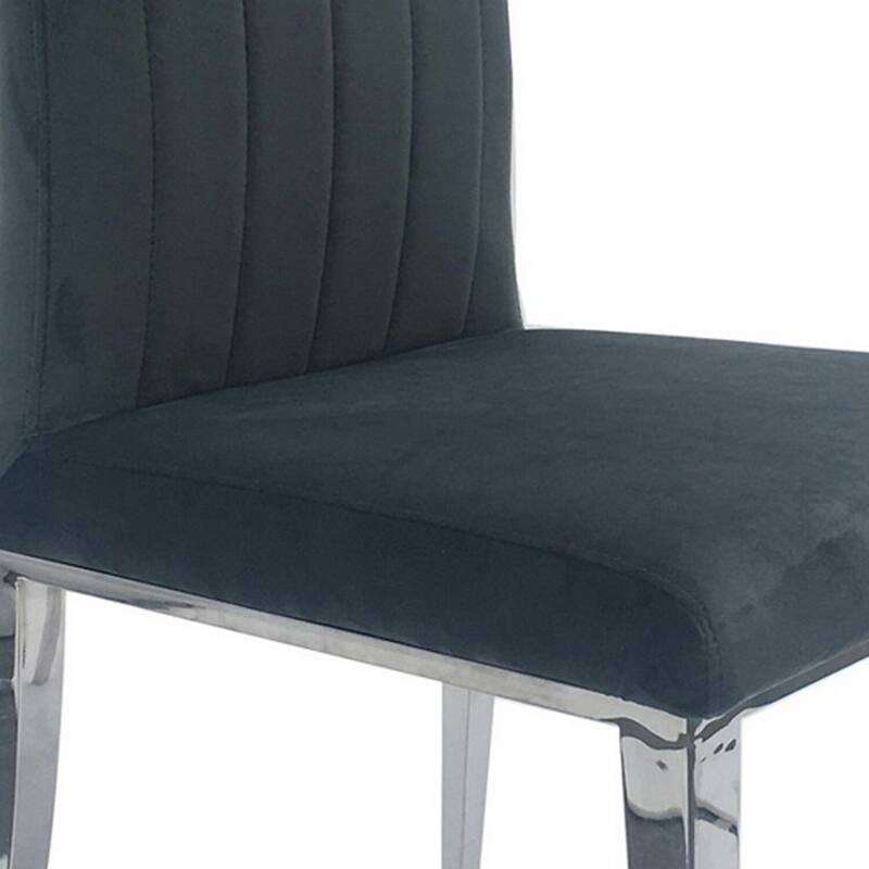 Silver/Gray Velvet Upholstered Metal Frame Dining Chair, Set of 2, Sturdy Dining Chair for Dining Rooms - 24.6