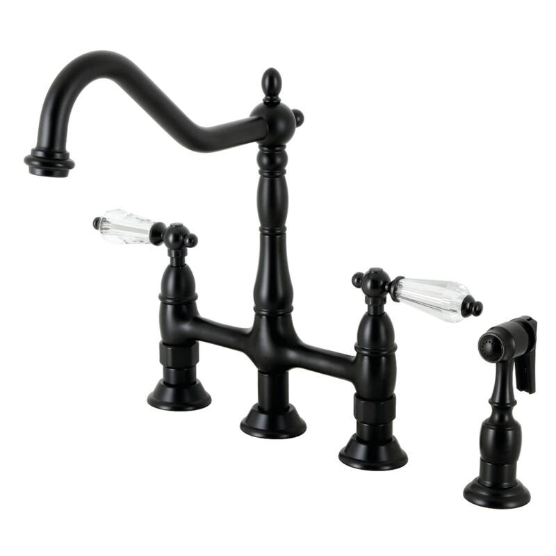Kingston Brass Wilshire Bridge Kitchen Faucet with Brass Sprayer