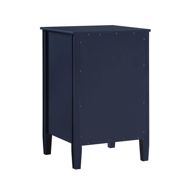 Modern Nightstand with 2 Drawers and Open Shelf Fluted Legs No Assembly