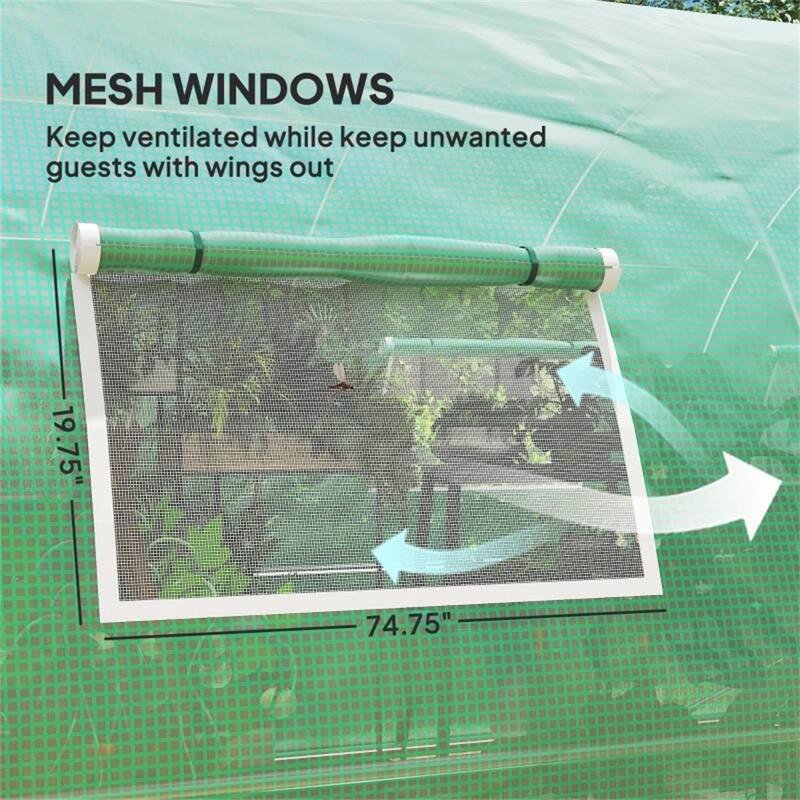 Large Green Poly Tunnel Greenhouse with Galvanized Steel Frame and UV Weather Protection Ventilation