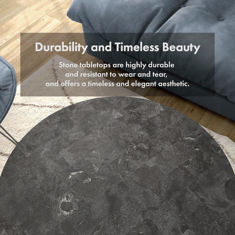 Lars Modern 3-Piece Round Table Set with Marble Top, Sturdy Decorative Metal Base by Furniture of America