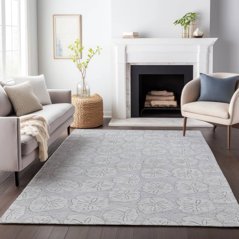 Premium Washable Super Soft Coastal Seashell Imprints Mayfield Rug