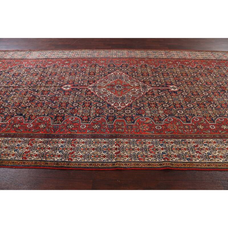Pre-1900 Antique Malayer Persian Wool Runner Rug Hand-knotted Carpet - 6'10" x 16'9"