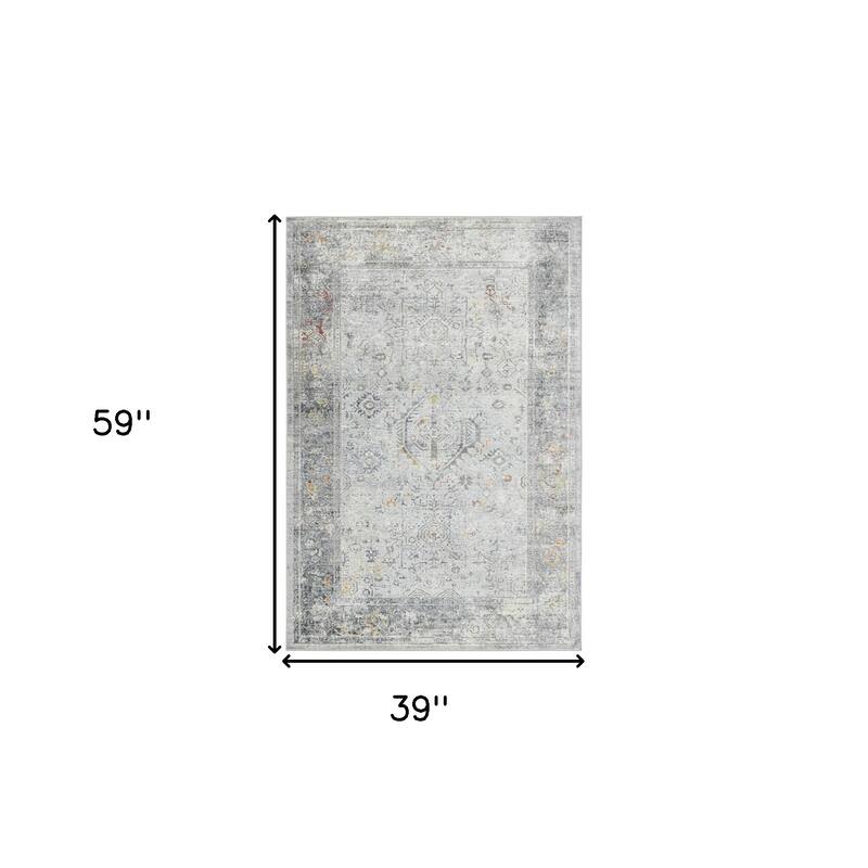 HomeRoots Medallion Transitional Rectangle Area Rug