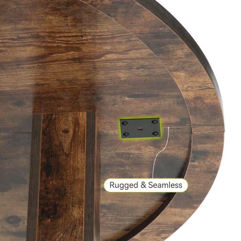 39-Inch Small Farmhouse Round Dining Table with Storage for 4
