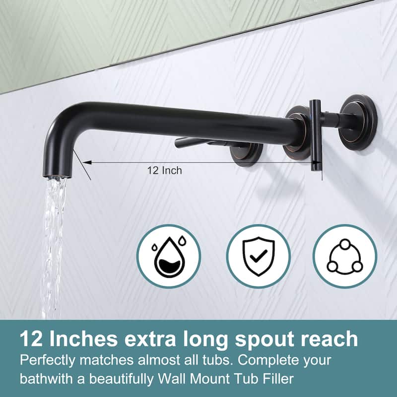 WOWOW Minimalist 12-inch Dual-Handle Bathtub Filler Faucet