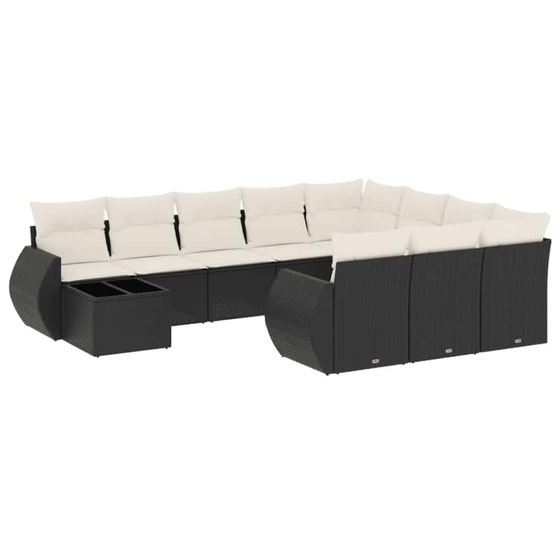 vidaXL Patio Sofa Set with Cushions Outdoor Furniture 11 Piece Poly Rattan - 21.7 x 21.7 x 14.6