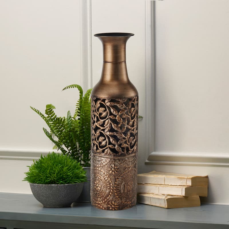 Elements Silver Filigree Metal Vase, 17 Inch