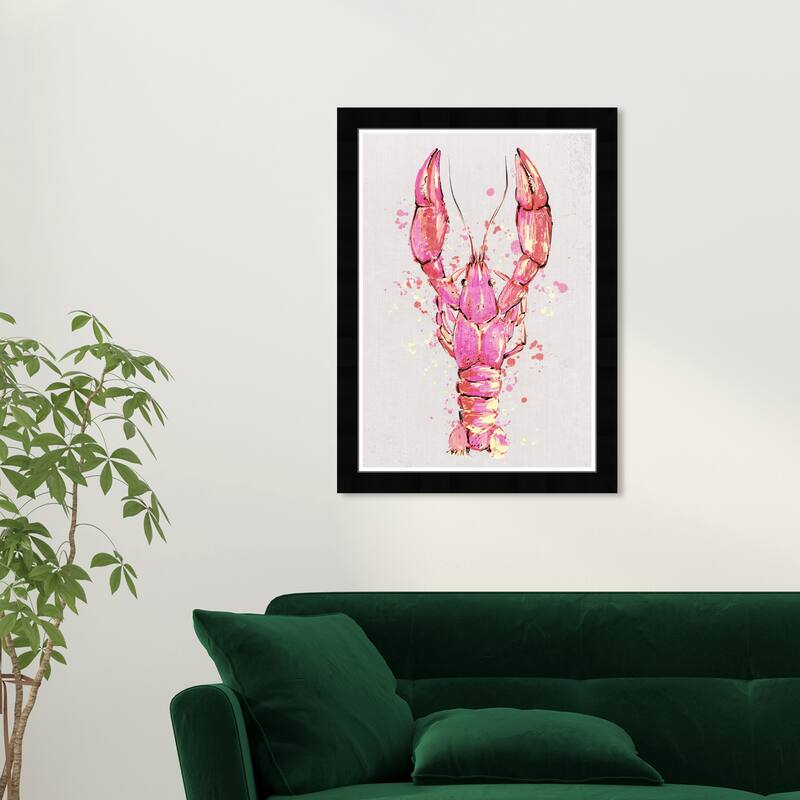 Wynwood Studio Blush Lobster Framed Trendy Retro Kitchen And Living Room Art Prints