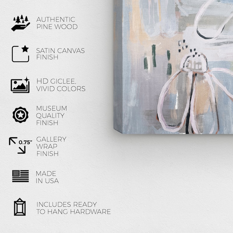 Wynwood Studio Canvas Abstract Floral Pastel Shower Gray and Modern & Contemporary Wall Art Canvas Print