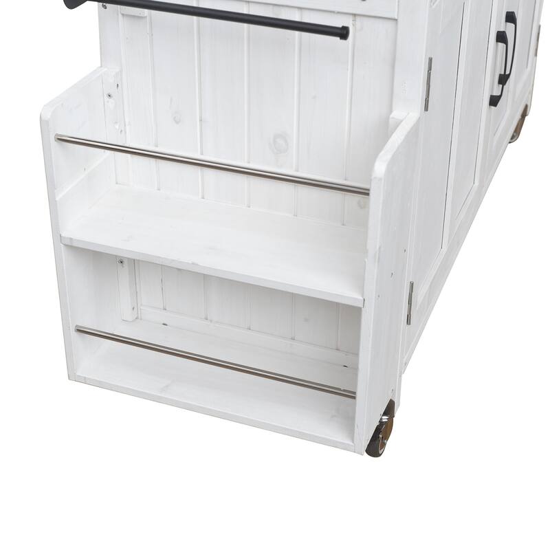 Portable Foldable Outdoor Kitchen Cart with Storage Cabinet and Lockable Wheels