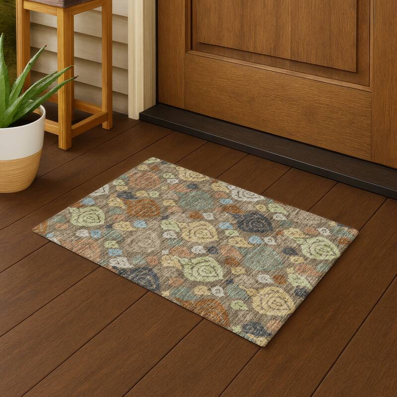 Machine Washable Indoor/ Outdoor Casual Zona Chantille Rug - Chocolate - 1'8" x 2'6"