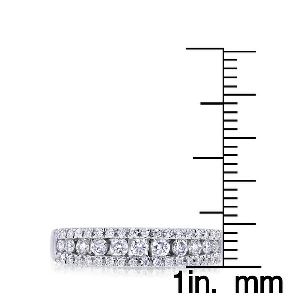Annello by Kobelli 14k White Gold 3-row Diamond Anniversary Band