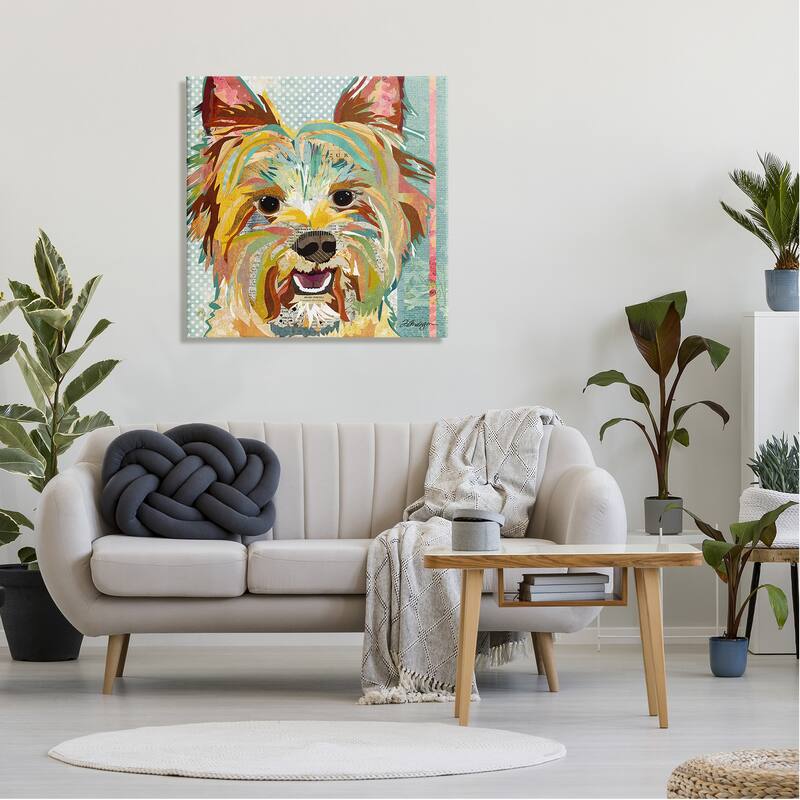 Stupell Happy Terrier Pet Portrait Collage Stretched Canvas Wall Art, Design by Traci Anderson