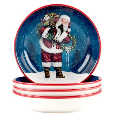 Certified International Santa's Secret 9" Soup/Pasta Bowls, Set of 4 - 9" Diameter x 2"
