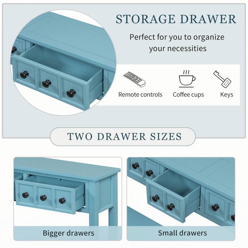 Rustic Entryway Console Table(Turquoise Green)