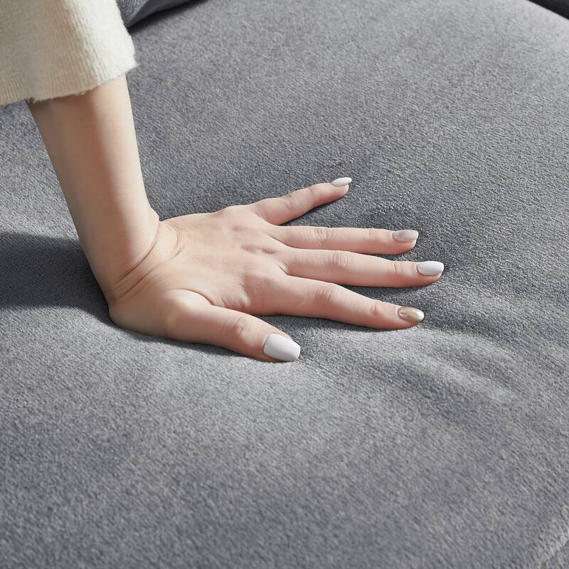 55" Fabric Sofa Bed with Sleeper, Adjustable Backrest & 2 Lumbar Pillows