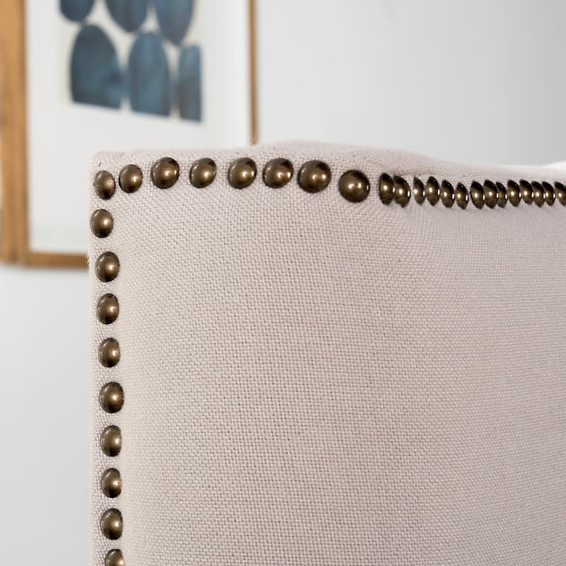 SAFAVIEH Jessi Arctic Grey Upholstered Camelback Headboard