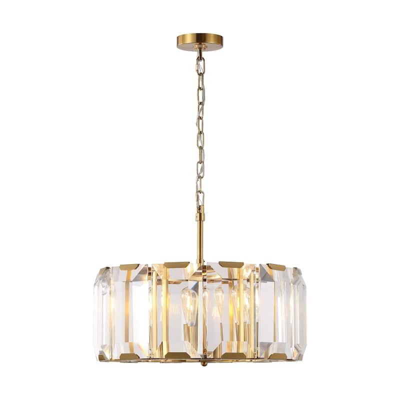SAFAVIEH Couture Mossie Glass Chandelier - 20 In W x 20 In D x 18-66 In H - Gold