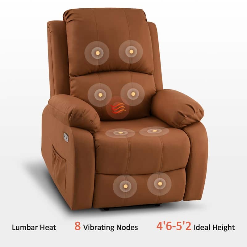 MCombo Small Sized Power Lift Recliner Chair with Massage and Heat, USB Ports, Faux Leather 7409