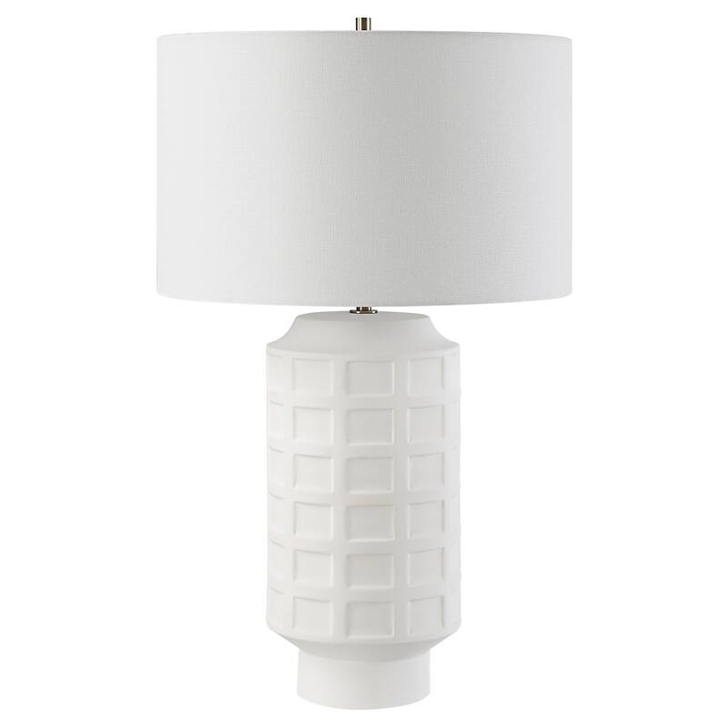 Uttermost Window Pane White Table Lamp - 28"H,   Shade 10"H x 17"Dia.