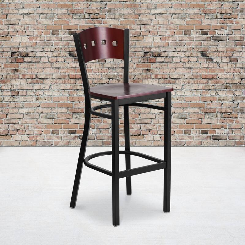 2 Pk. Hercules Series Decorative 4 Square Back Metal Restaurant Barstool - 19.75"W x 20"D x 43"H