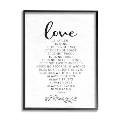 Stupell Love is.. Uplifting Heartfelt Quote Spiritual Scripture Framed Wall Art, Design by Lettered and Lined - White