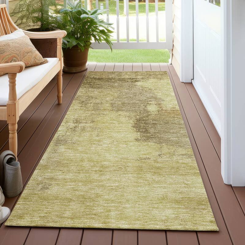 Machine Washable Indoor/ Outdoor Contemporary Abstract Chantille Rug