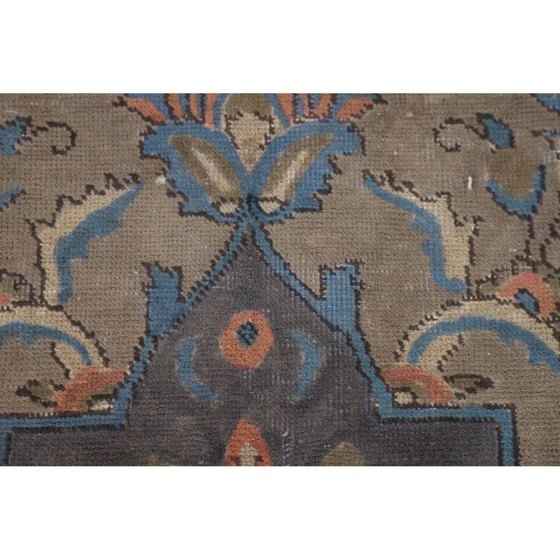 Tabriz Living Room Vintage Rug Handmade Wool Carpet - 6'5"x 9'6"