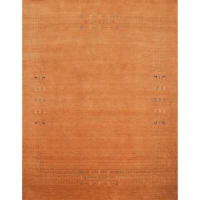 Hand Knotted Oriental 100% Wool Carpet Tribal Animal Pictorial Oranges & Rust Gabbeh Area Rug - 8' 11'' X 8' 11''