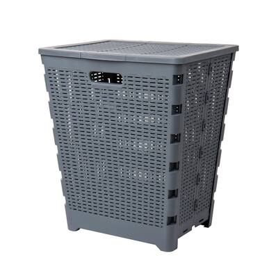 Mind Reader 61 Liter Capacity Folding Laundry Hamper Basket with Cutout Handles