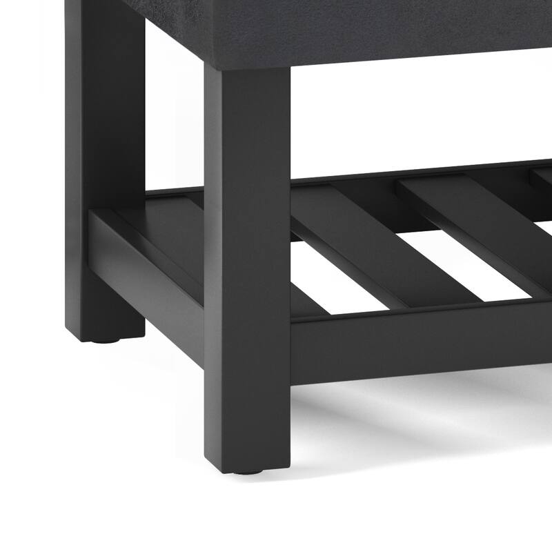 Storage Ottoman Bench with Open Bottom - Black