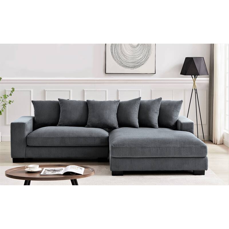 Us Pride Furniture Payan 102.4" Wide Corduroy L-Shape Sectional Sofa - Right Facing Grey
